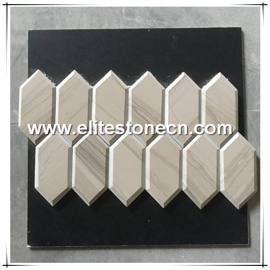 ES-H13  Wooden grey stone hexagon natural marble mosaic