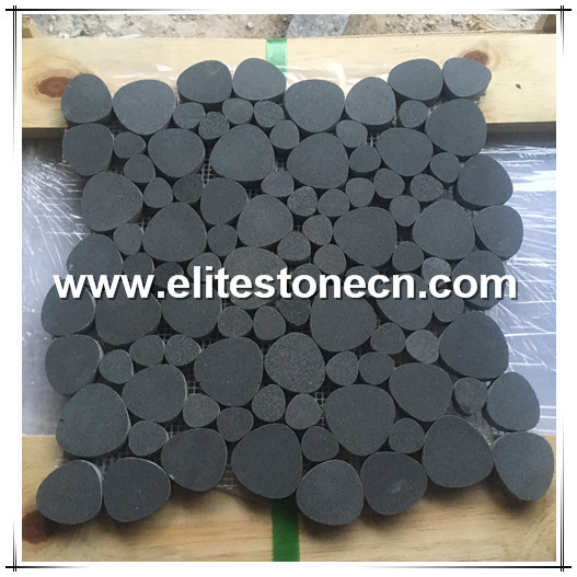 ES-R27 Chinese factory supply decoration black basalt stone mosaic for wall
