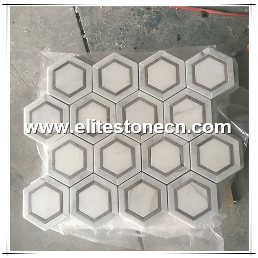 ES-W239 Hexagon Shaped Marble Mosaic Tiles for wall decoration