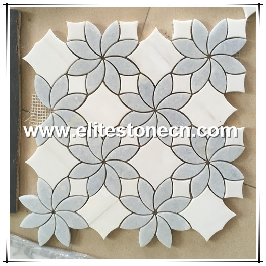ES-W240 Flower Pattern White Flower Marble Mosaic Tile for Wall Design