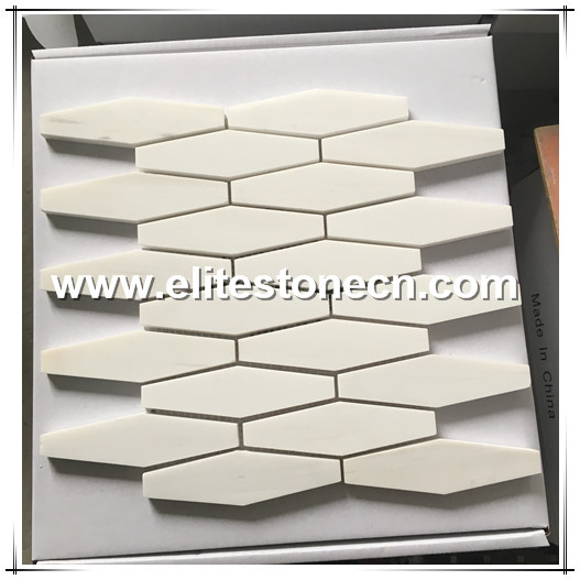 ES-D10  Bianco Dolomite White Marble Long Hexagon Mosaic Tiles For Backsplash