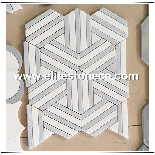 ES-W244 Natural Stone Mosaic Tile for wall decoraction waterjet Hexagon shape mosaic