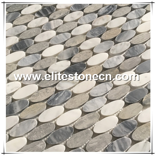 ES-R33 Factory Price Oval Shape Marble Mosaic Tile
