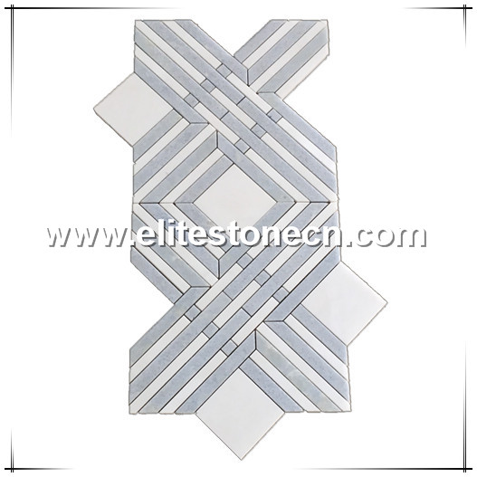 ES-W243 Kitchen and bathroom use White mix bluestone waterjet marble mosaics tile