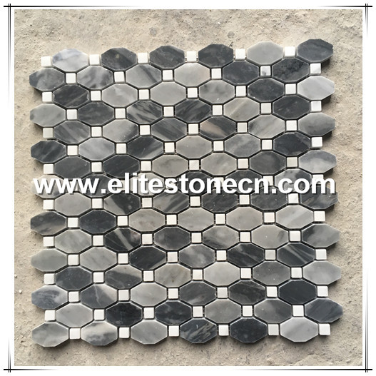 ES-R32 popular polished bardiglio gray long hexagon marble mosaic shower wall tile