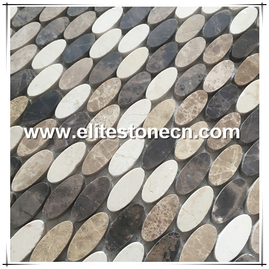ES-R34 Cheap price oval marble mosaic tile backsplash