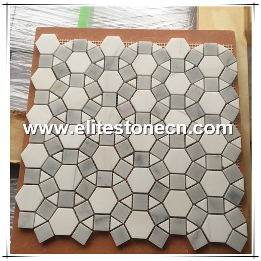 ES-W247 hexagon carrara white marble mosaics for wall bathroom floor dolomite elegant white marble mosaic tile