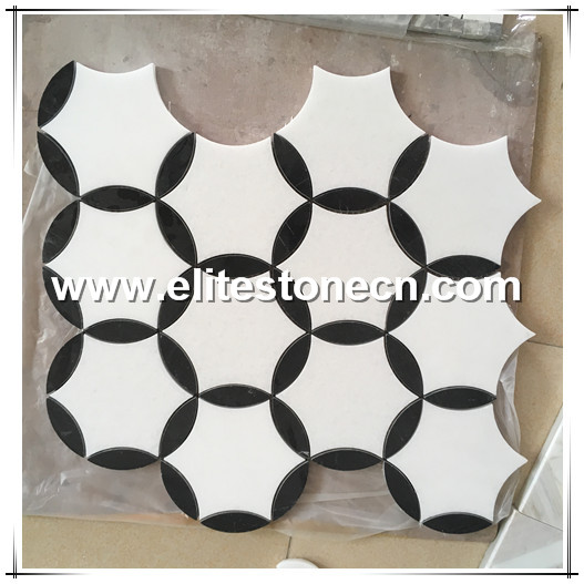 ES-W246 Beautiful Black and White marble round shape mosaic