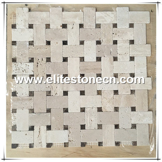 ES-R36 China manufacturer travertine yellow marble tile mosaic