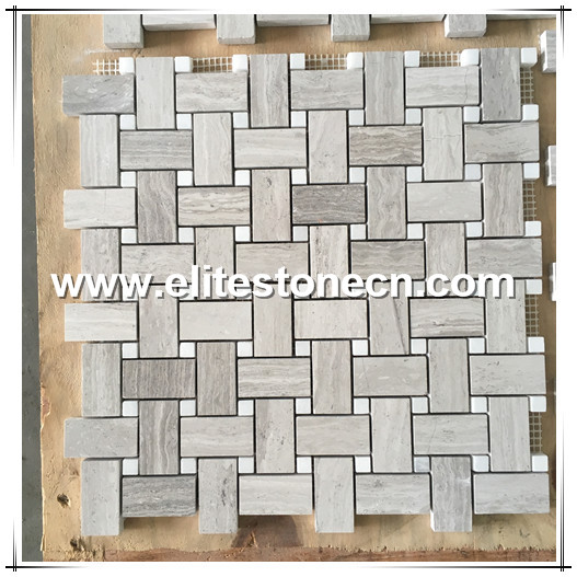 ES-H20  Basketweave wood grain marble mosaic tile for interior floor and wall