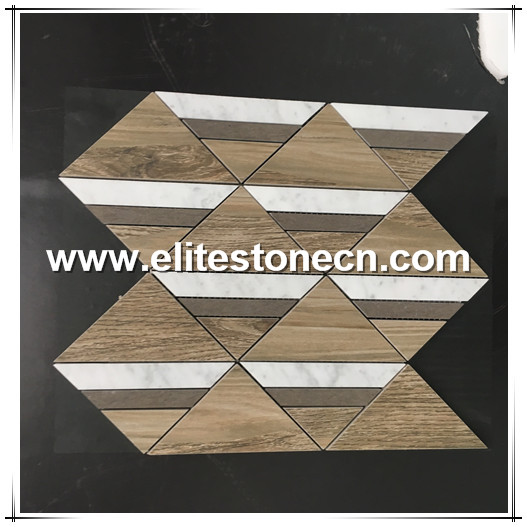 ES-H21 polished wood grain mosaic stone decorative stone for wall