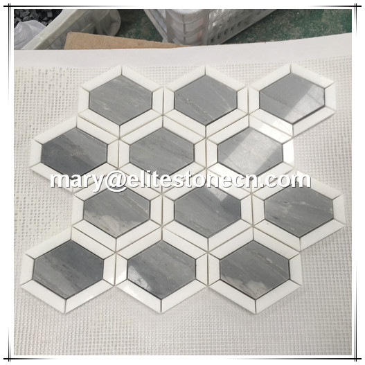 ES-W113 Hot selling New design Hexagon Milano grey marble mosaic pattern