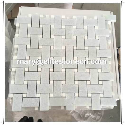 ES-R38 Argentina blue Basket Weave Curved Pattern Marble Mosaic 12x12 Sheet