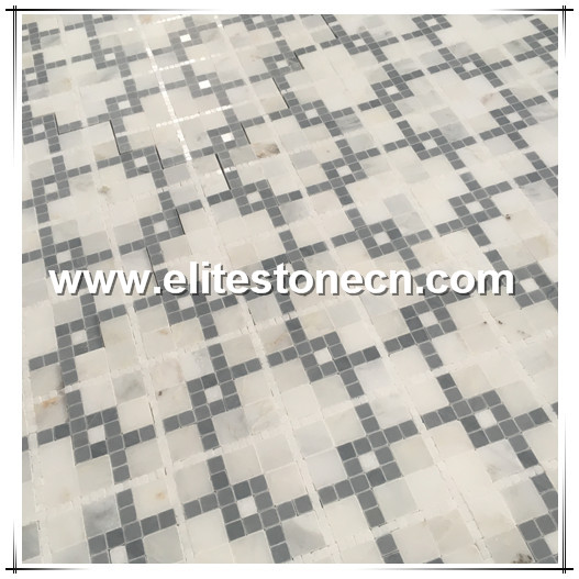 ES-W72 BIANCO CARRARA and THASSOS and Bardiglio Carrara Gray Square 3D Marble Mosaic