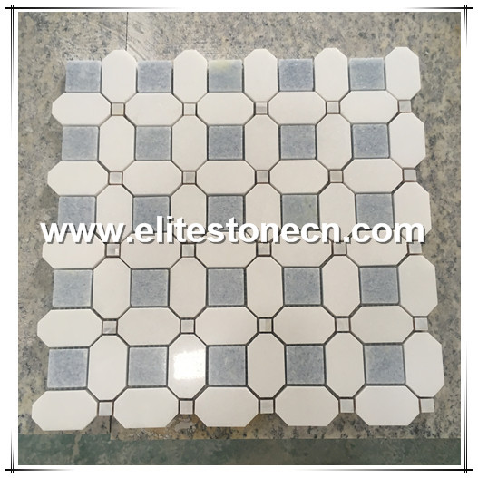 ES-W32 thassos white and blue marble mosaic tile for wall