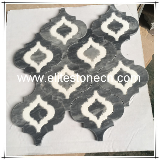 ES-W39 italy grey marble lantern arabesque pattern natural stone mosaic tile