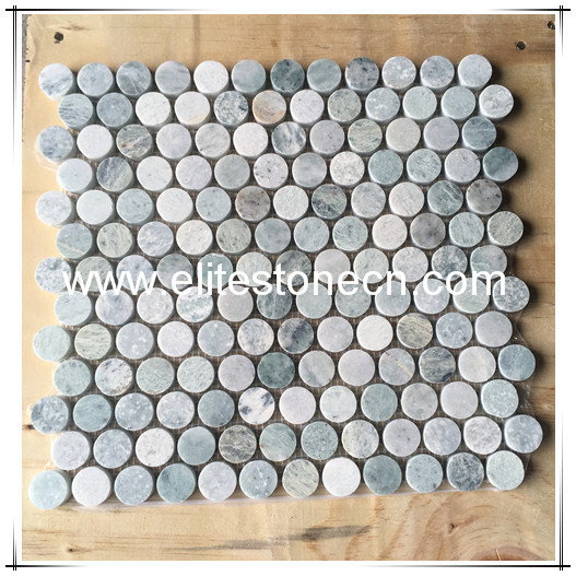 ES-R39 Ming green marble penny round stone floor marble mosaic for bathroom