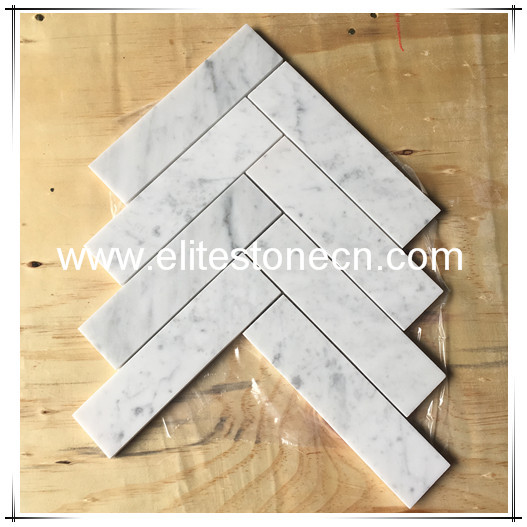 ES-C35 Bianco Carrara marble herringbone flooring mosaic tile