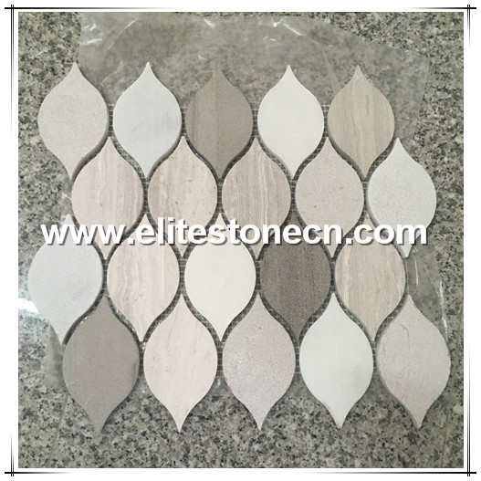 ES-W62 Whosale factory direct price grey and white leaf shape mosaic tile