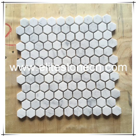 ES-C41 Hexagon Carrara White style marble mosaic for decorative wall tile and flooring tile