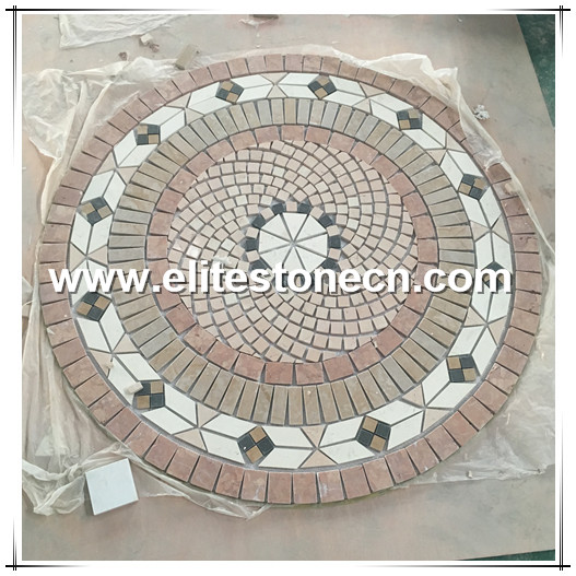 ES-L02 Exquisite floral colored medallion mural design marble mosaic