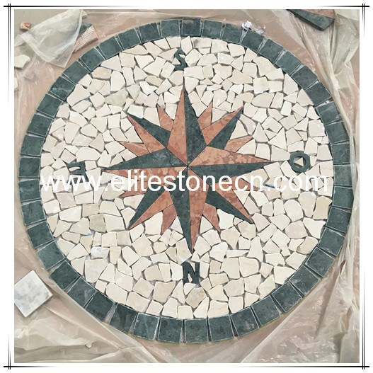 ES-L01 Floral design marble tile round mosaic medallion floor patterns