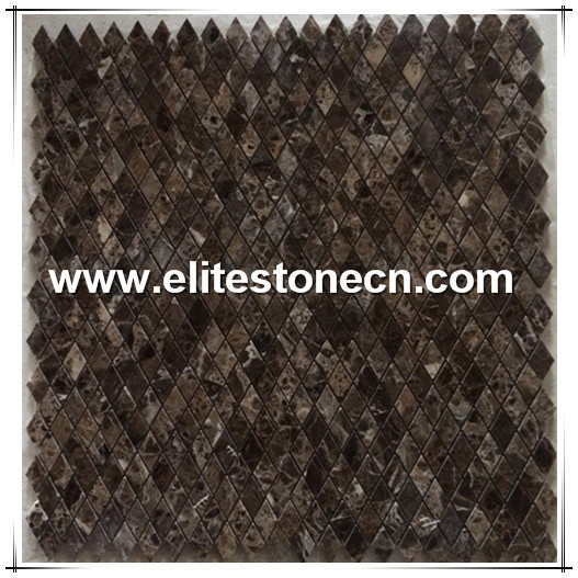 ES-Z02 Polished Rhomboid Diamond Dark Emperador Rhombus Marble Mosaic Tile For Backsplash