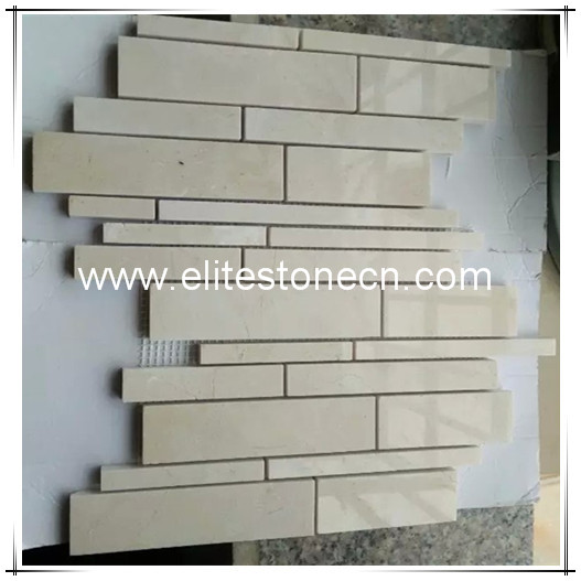 ES-A13 Crema marfil Random Strip Modern Brick Mosaic Tile Polished 