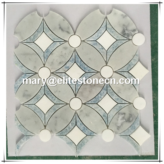 ES-W179  High quality white marble wall mosaic design flower shaped patterns
