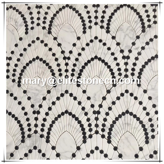 ES-W182 Fish Scale Shape White Waterjet Marble mosaic on sale