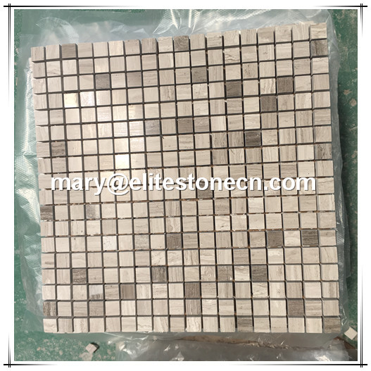 ES-H18  Square Wood Light Grain marble Mosaic For Kitchen Wall And Floor