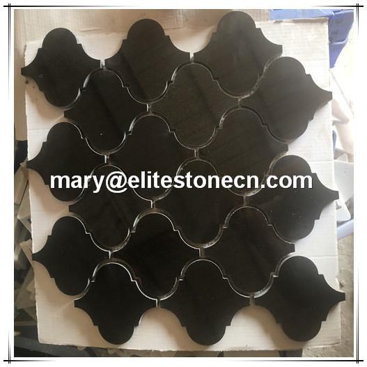 ES-N05 Lantern shape Black marble mosaic For Kitchen Backsplash