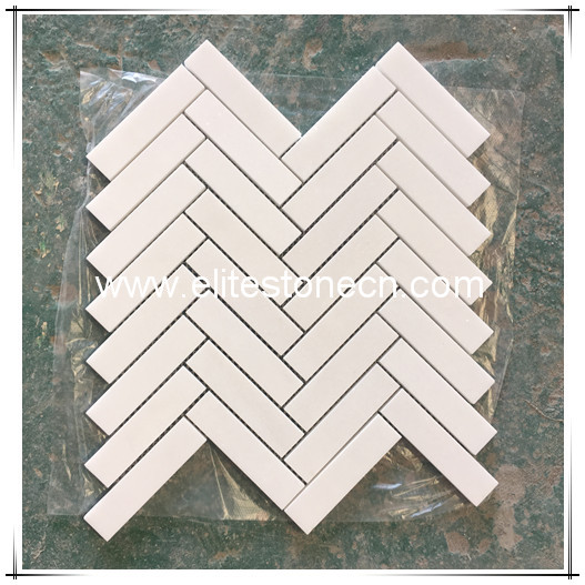 ES-T22 Thassos White Greek Marble 1 X 4 Herringbone Mosaic Tile for home bathroom made in China