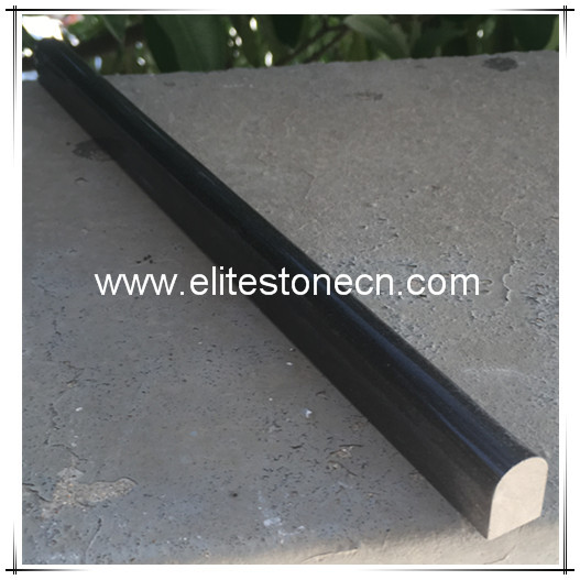 ES-B31 Absolute Black Polished Granite Pencil Bullnose Trim Moulding Wall Tile