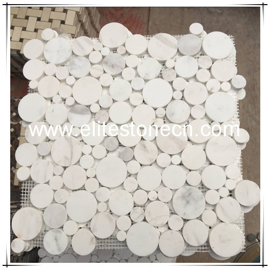 ES-R40 Volakas White Bubble Round Mosaic Tile Polished