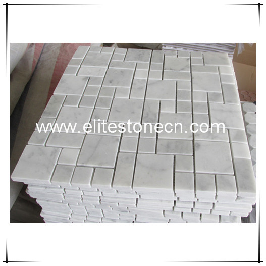 ES-C46 Carrara White Mini Versailles Pattern Mosaic Tile Polished for wall and floor tile decoration