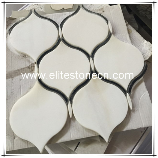 ES-W109 Natural white marble leaf shape mosaic 30x30cm tiles