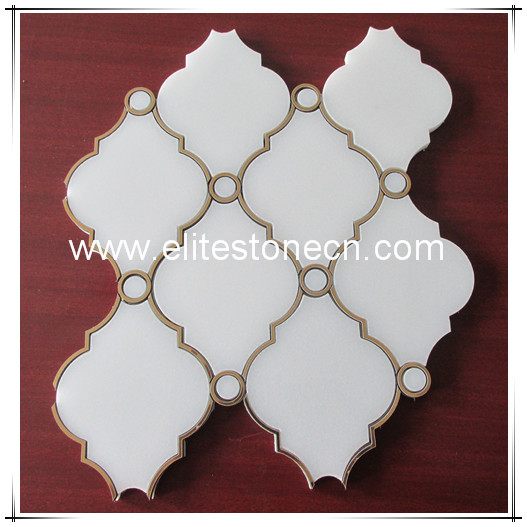 ES-W107 Pure White Marble Lantern Mosaic For Bathroom Floor Tiles