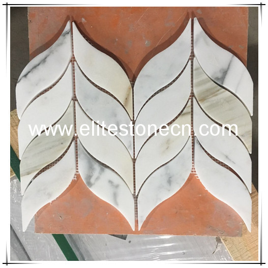 ES-G36 The Luxurious Leaf Design Calacatta Gold Marble Mosaic Tile for Home Decoration