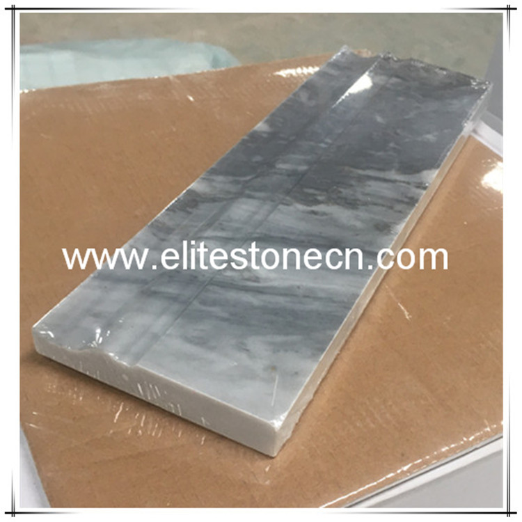 ES-B21 Bardiglio Gray Marble 5 x 12 Skirting Polished Baseboard Molding