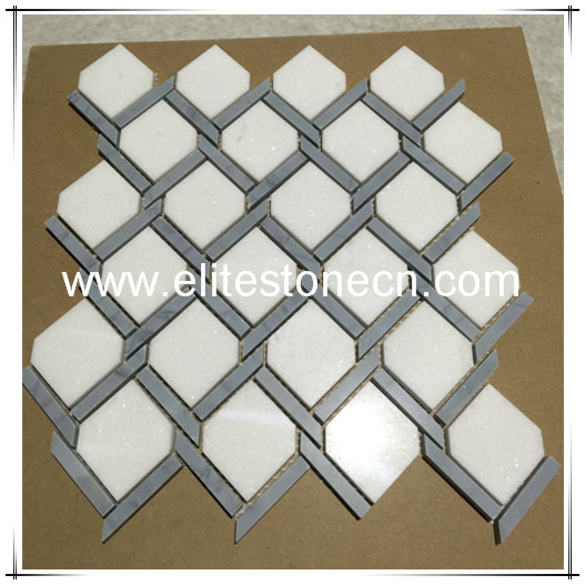 ES-W131 Thassos White Marble Rhombus Tile Backsplash Mosaic With Low Price