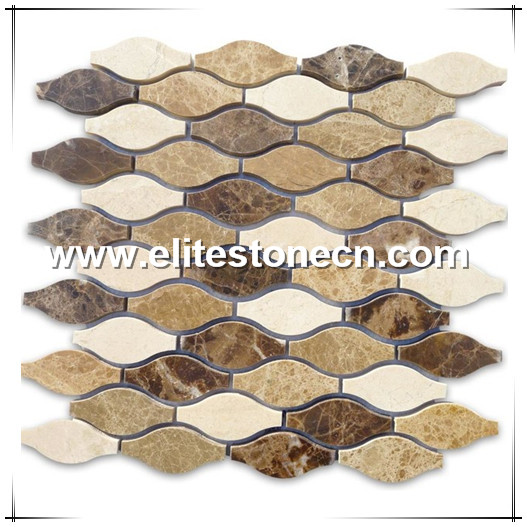 ES-R44 Wholesale From China Emperador And Cream Marfil Lantern Water Jet Mosaic
