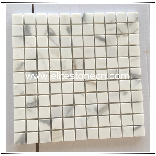 ES-G33 Calacatta White Square Marble Mosaic Tile For Bathroom Wall