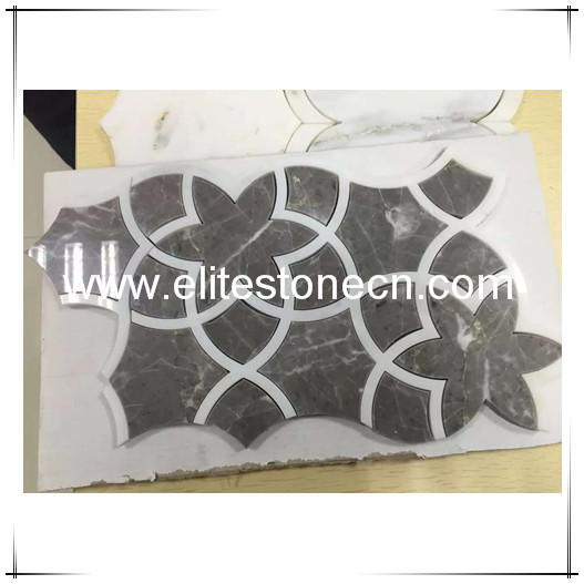 ES-Z07 Polished Flower White Marble Mix Emperador Dark Marble Backsplash Mosaic Tiles