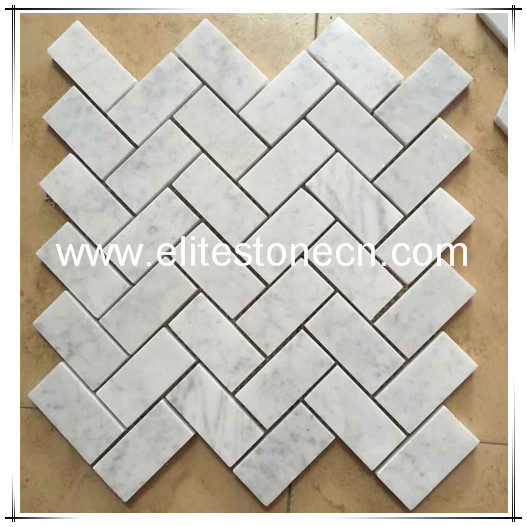 ES-C43 Wholesale Chinese Mosaic Carrara Marble Herringbone Backsplash