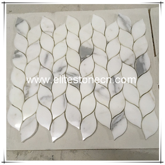 ES-G37 hot sales leaf shaped calacatta white marble mosaic for flooring
