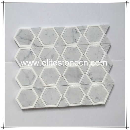ES-C47 Hexagon Grey Carrara Stone Mosaics for Kitchen Backsplash
