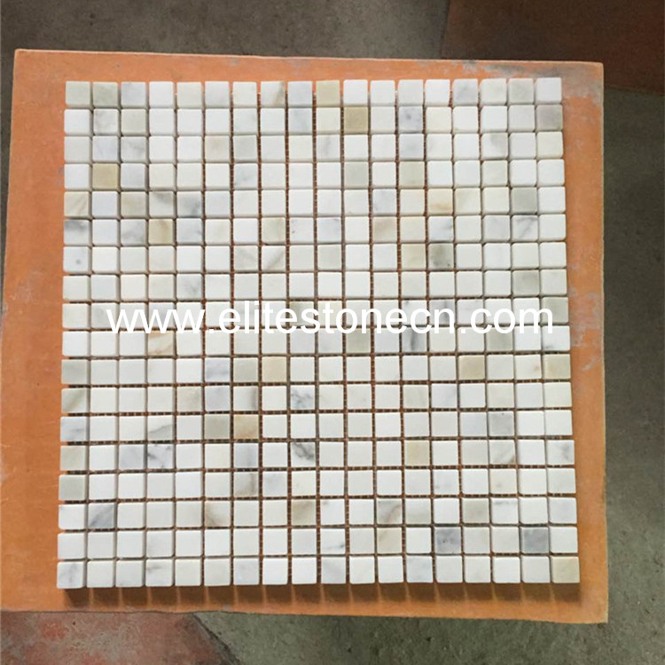 ES-G34 Calacatta Gold Marble Small Square Mosaic For Wall