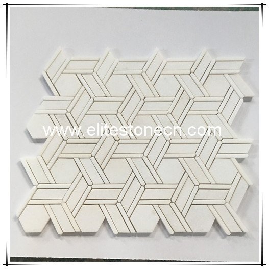 ES-T27 white marble mosaic backsplash hexagon tile