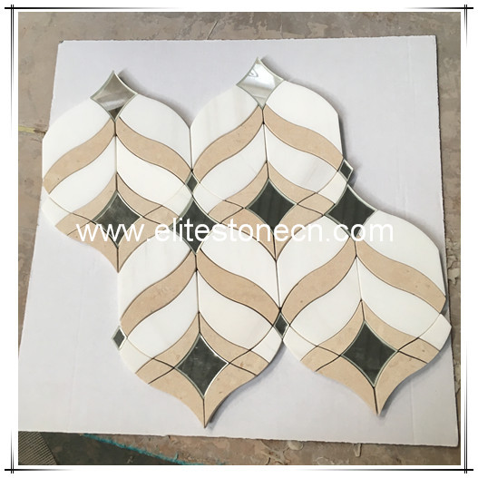 ES-W151 Leaf design natural stone Beige marble mosaic for wall tile